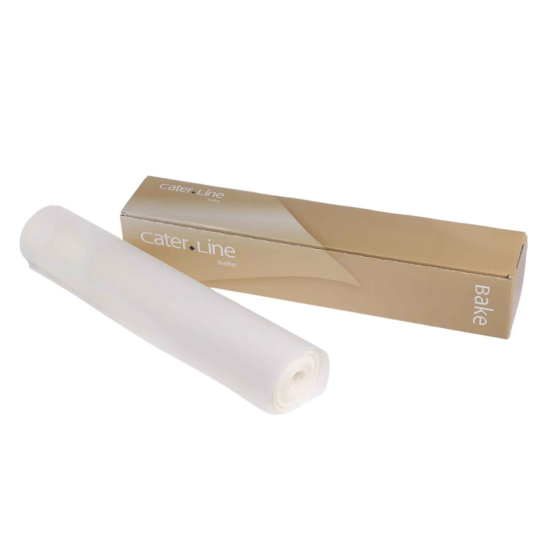 Bagepapir Caterline 42 cm x 100 m, silikonebehandlet, tåler -30°C til +220°C, til bagning, ovn, mikroovn og opbevaring.