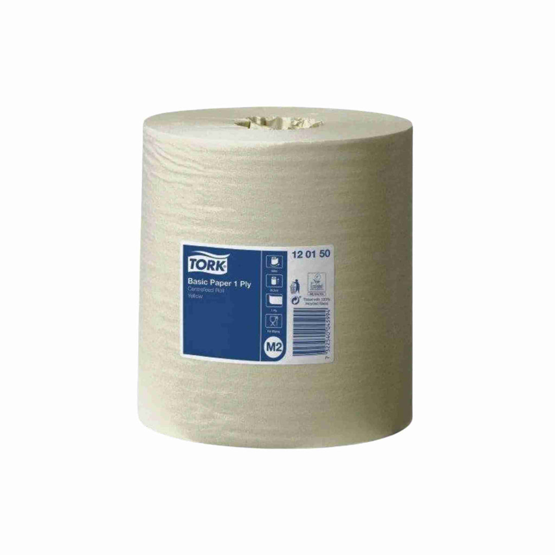 Centerruller Tork M2 Basic, 300 m, gul. 1-lags papir til hånd- og overfladeaftørring. EU-Blomsten mærket og miljøvenligt valg.