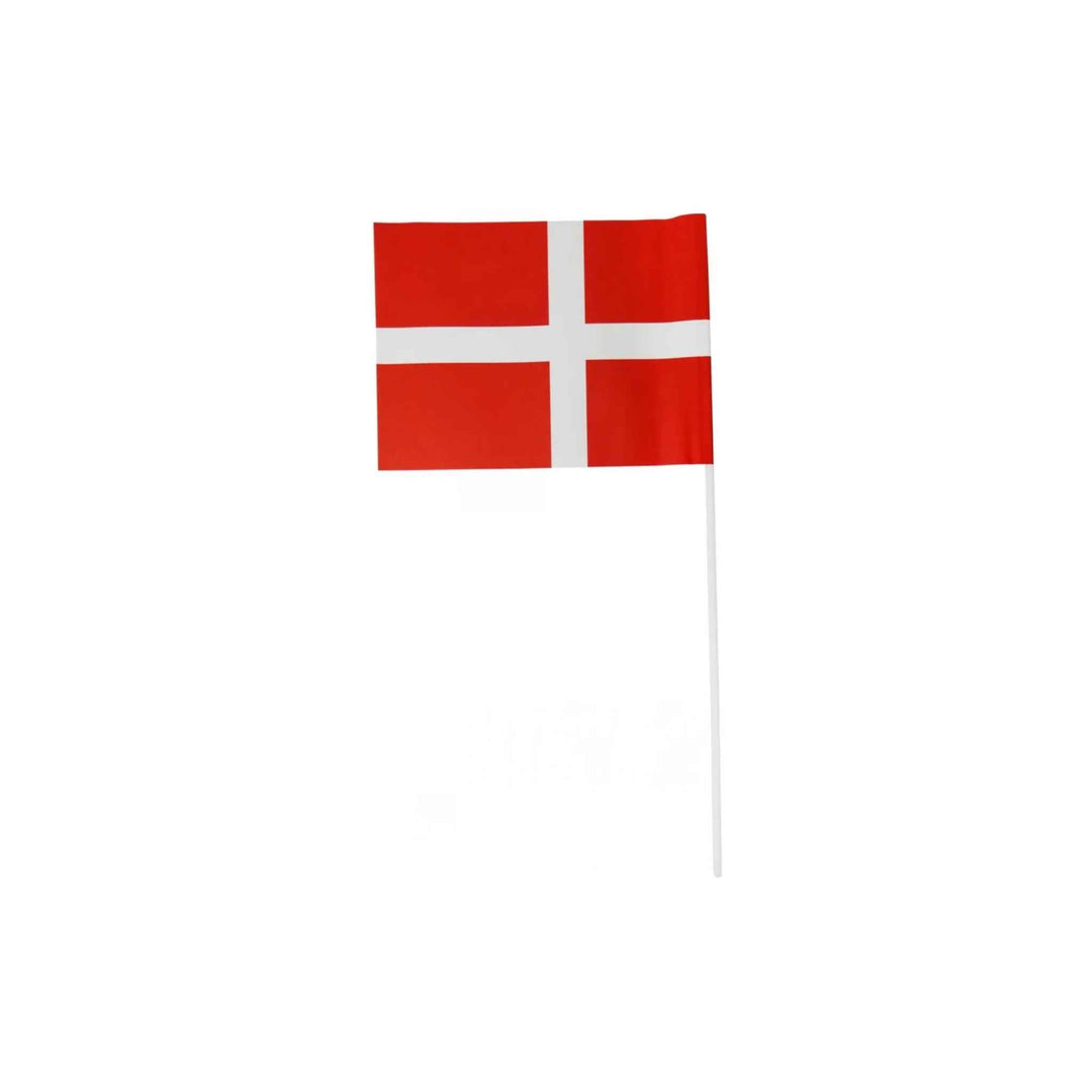10 store papirsflag på pind, 50 cm lange, farverige og holdbare, ideelle til festlige dekorationer indendørs og udendørs.