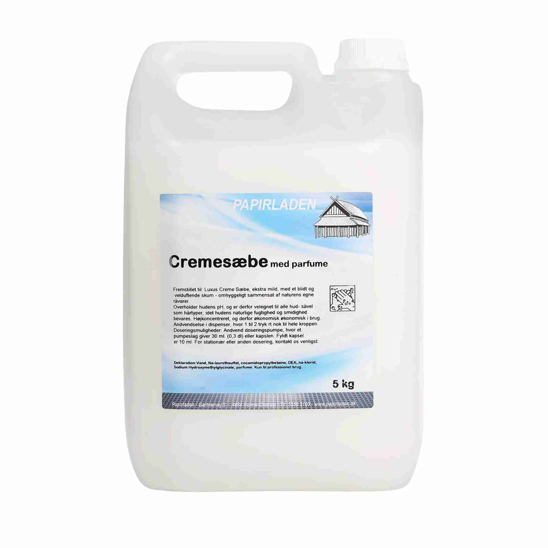 Håndsæbe med duft, 5 ltr. Svanemærket cremesæbe til hår, krop og hænder, ideel til dispensere og pumpeflasker.