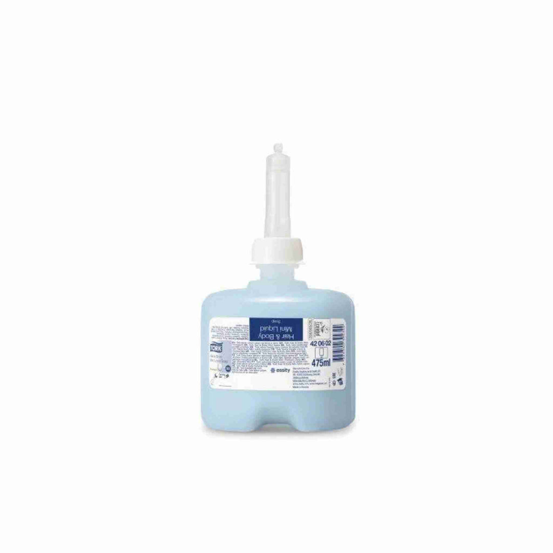 Hair & Body-sæbe Tork S2 Shower Cream, 475 ml. x 8 stk. Fugtgivende, mildt parfumeret og EU-Blomst-mærket sæbe til hår og krop.