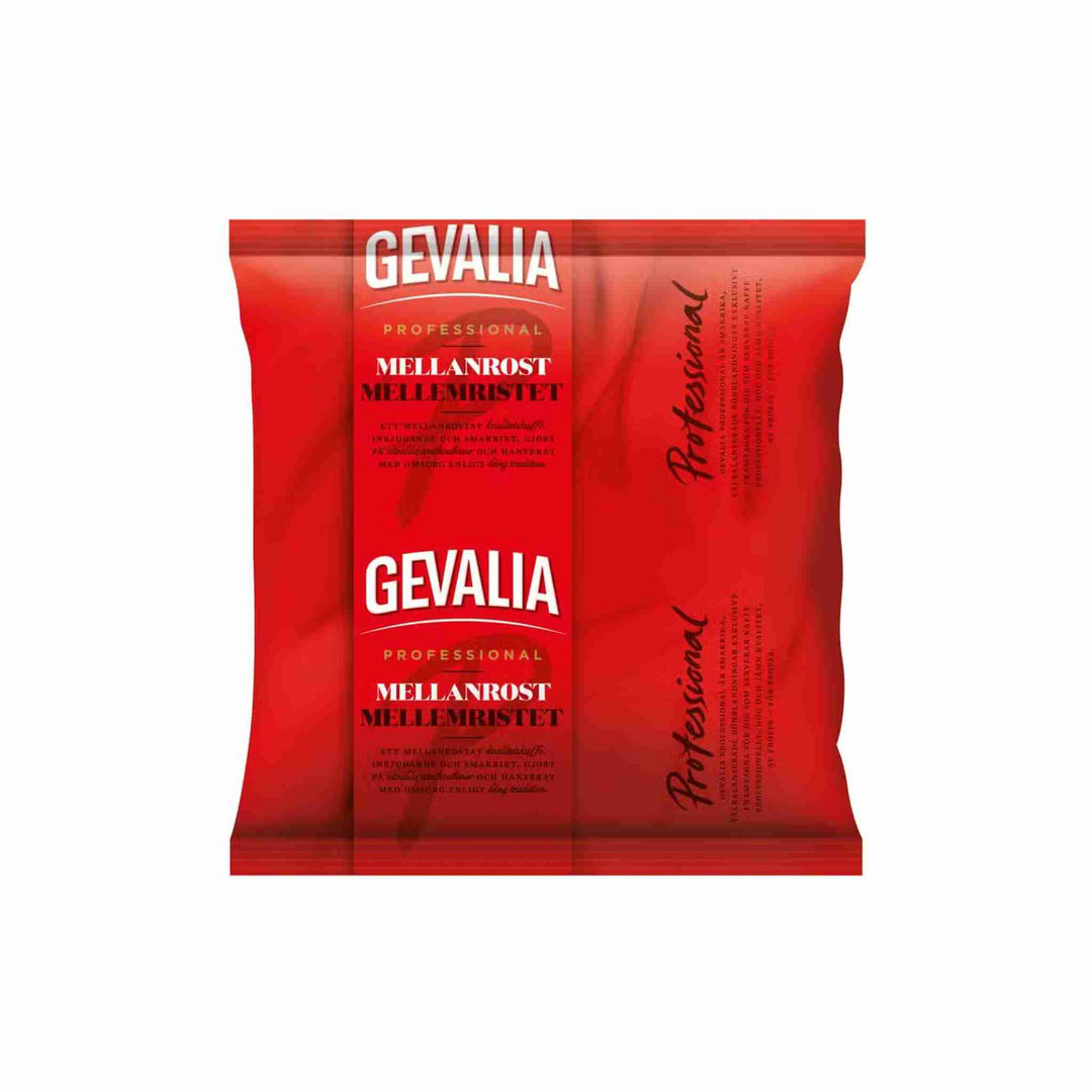 Kaffe Gevalia Professional, 500 g. Mellemristet formalet kaffe med fyldig aroma. Fremstillet af 100% Arabica-bønner for en autentisk smagsoplevelse.
