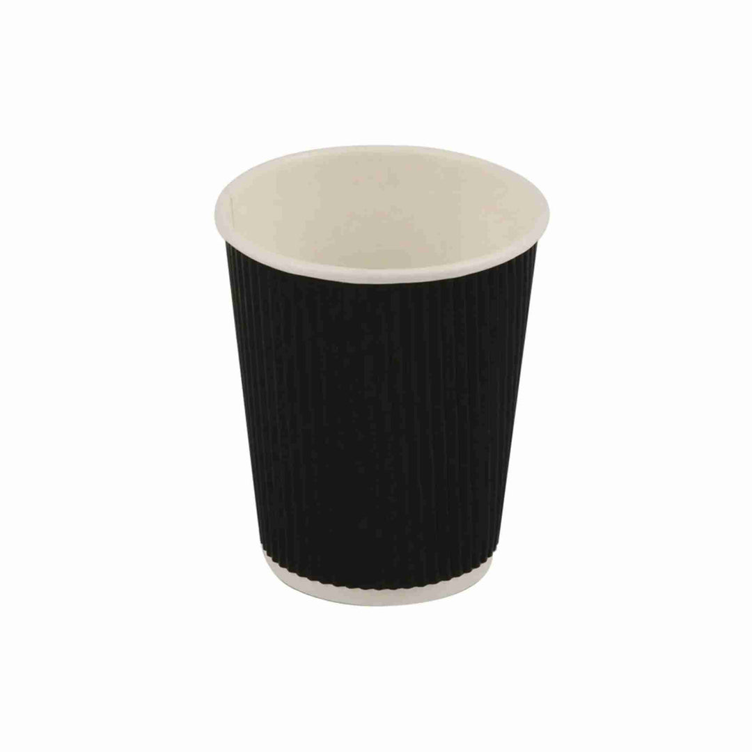Sort kaffebæger 25 cl med ripple wall, perfekt til kaffe to go uden at brænde fingrene