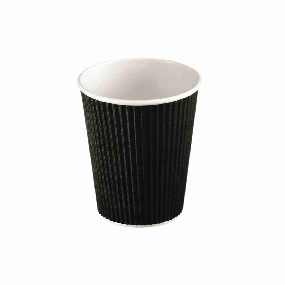 Sort kaffebæger 30 cl med ripple wall, perfekt til kaffe to go og varme drikke på farten