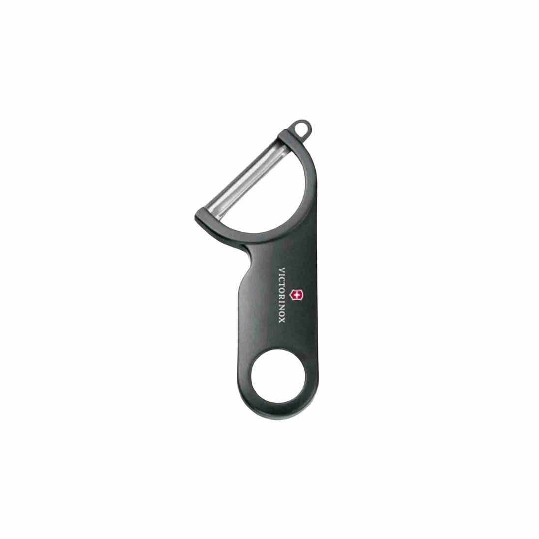 Ergonomisk kartoffelskræller fra Victorinox med skarp og slidstærk klinge, sort plastikgreb og opvaskemaskinevenlig. Ideel til kartofler og grøntsager.