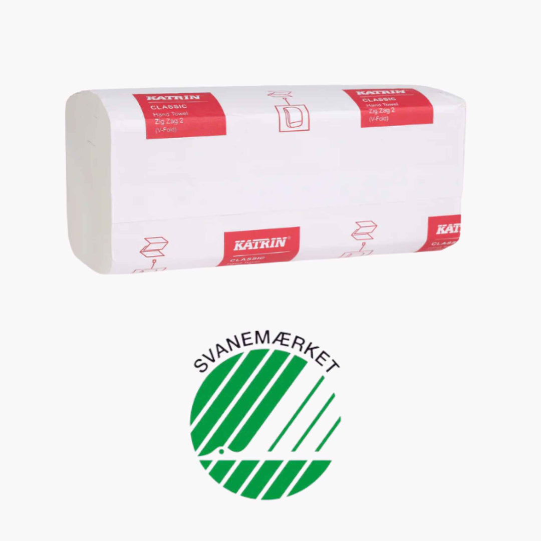 Katrin Classic Zig Zag 2 håndklædeark - Hygiejnisk og økonomisk løsning til håndtørring med høj sugeevne.