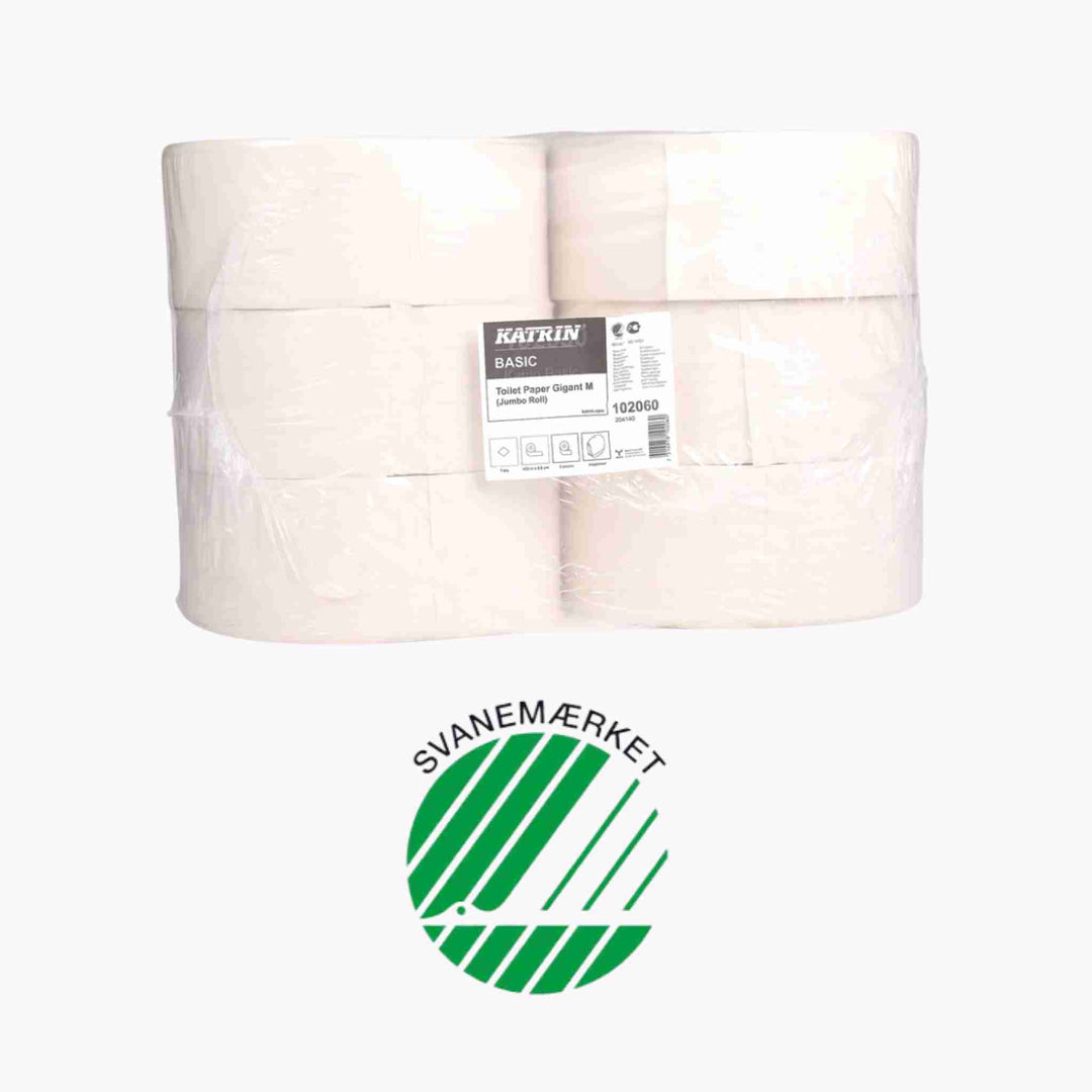 Katrin Gigant toiletpapir – stærkt, blødt og økonomisk toiletpapir med stor kapacitet til travle arbejdspladser.