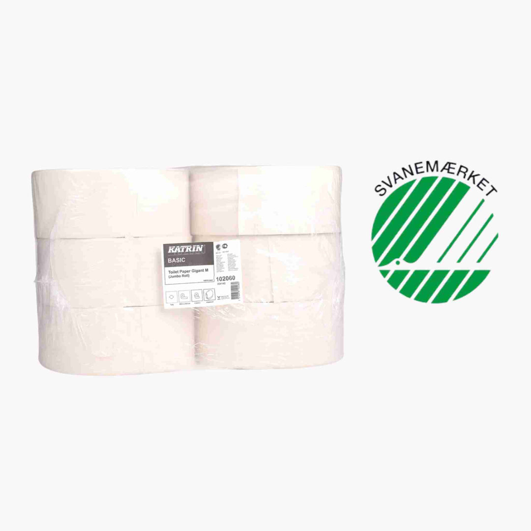 Katrin Gigant toiletpapir – stor kapacitet, miljøvenligt og ideelt til toiletter med høj brugerfrekvens.
