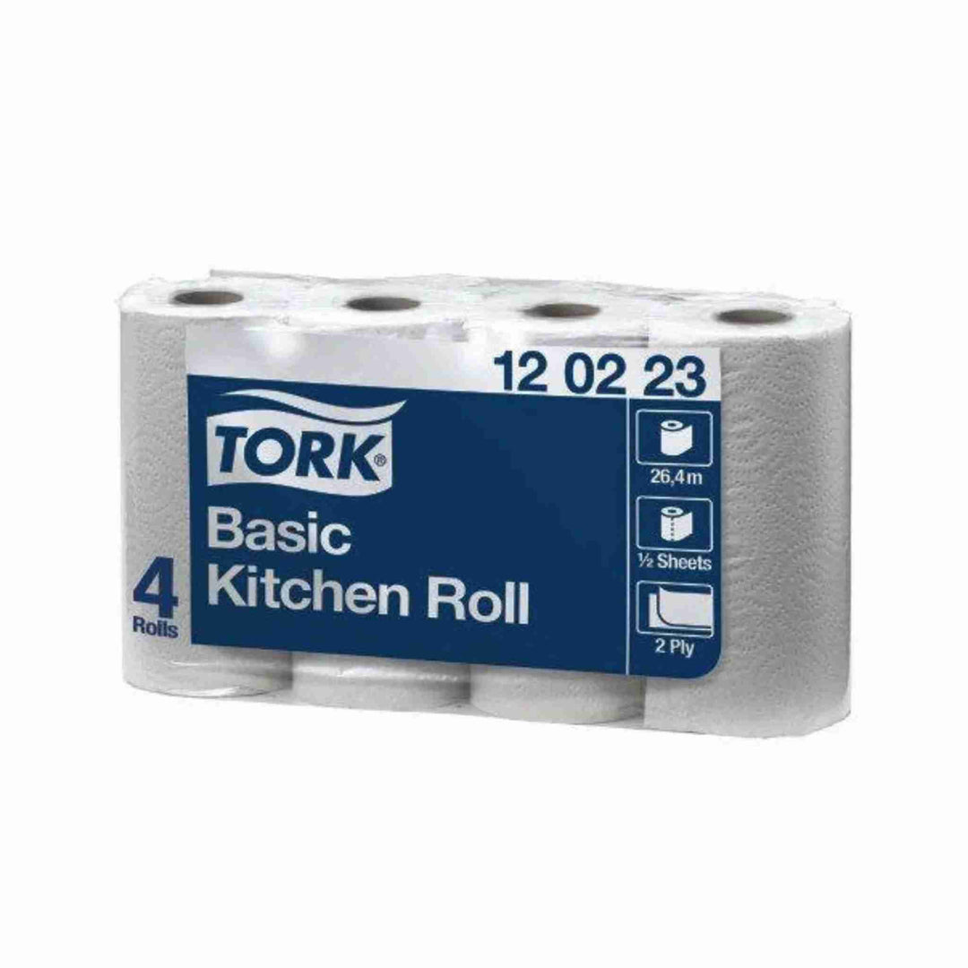 Køkkenrulle Tork Basic, 2-lags, 26,4 m. God sugeevne og absorbering. EU-Blomsten mærket og produceret uden fossil CO2-udledning.