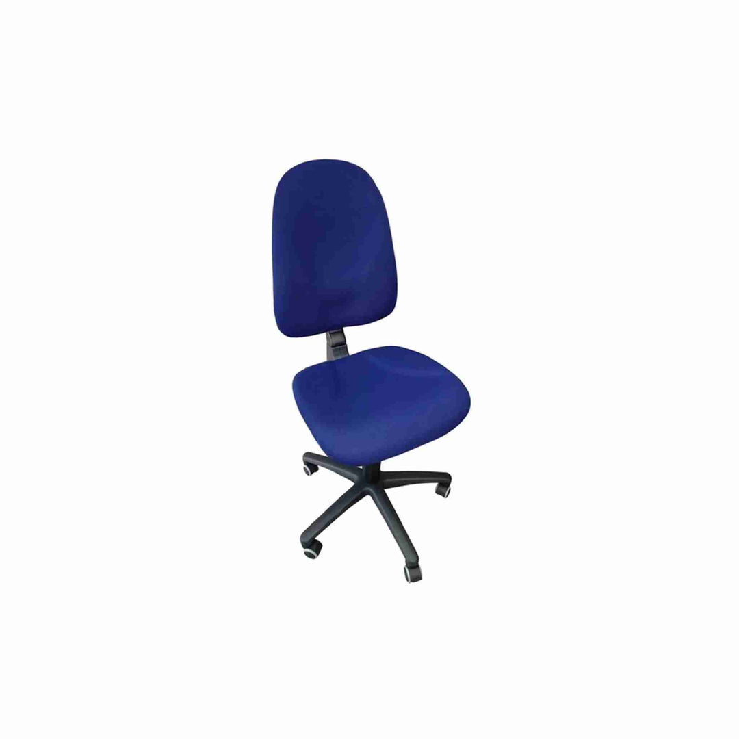 Kontorstol Global Topstar, blå, 1 stk. Ergonomisk rygstøtte, justerbar højde (42-55 cm), og stabilt fodkryds med hjul. Perfekt til hjemmekontor og arbejdsplads.
