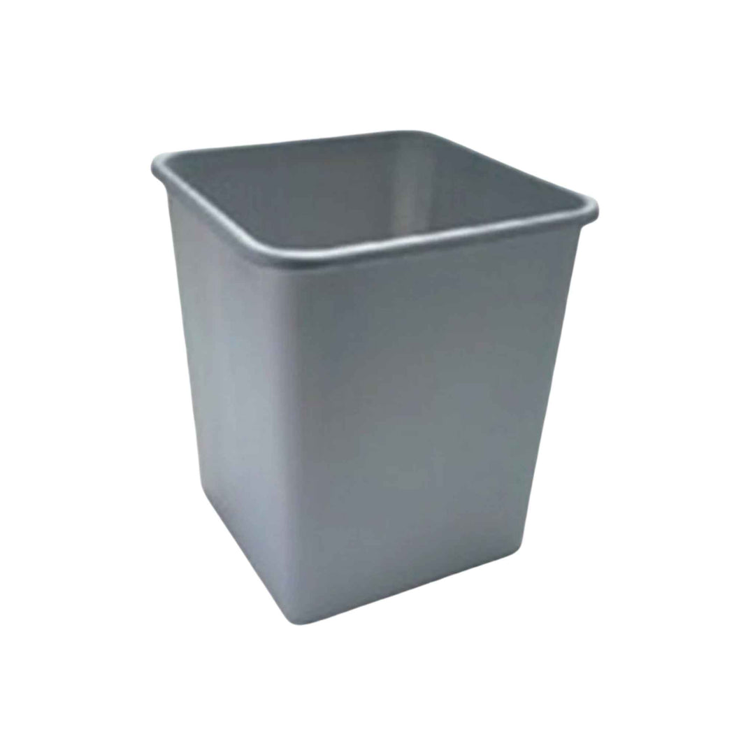 Praktisk papirkurv i grå plast med 25L kapacitet, 33x33x38 cm – ideel til kontor, hjem og lokaler.