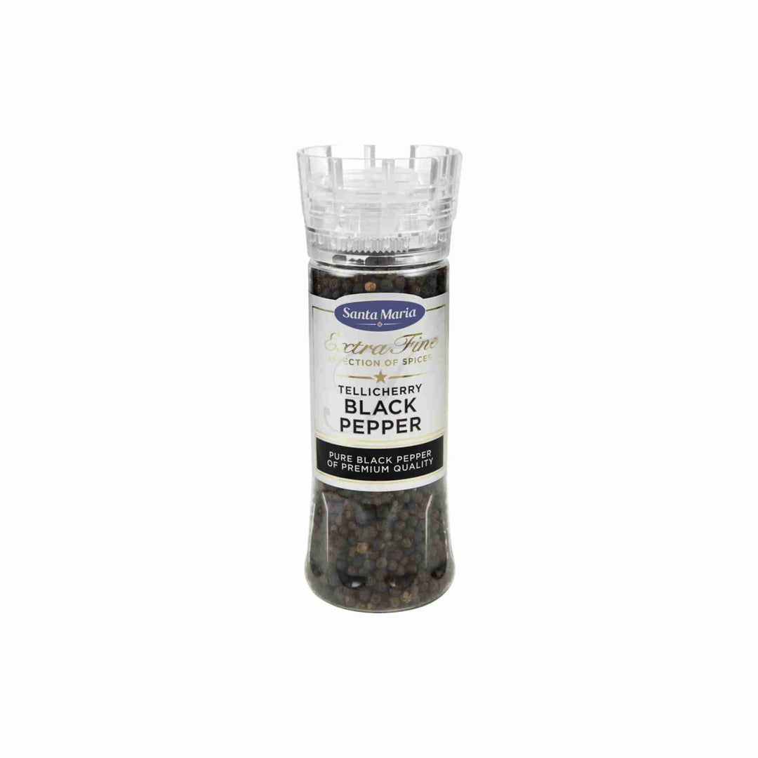 Peberkværn Santa Maria, 210 g. Elegant og funktionel kværn fyldt med hele peberkorn. Giver friskkværnet, aromatisk peber. Klar til brug – perfekt til både køkken og spisebord.