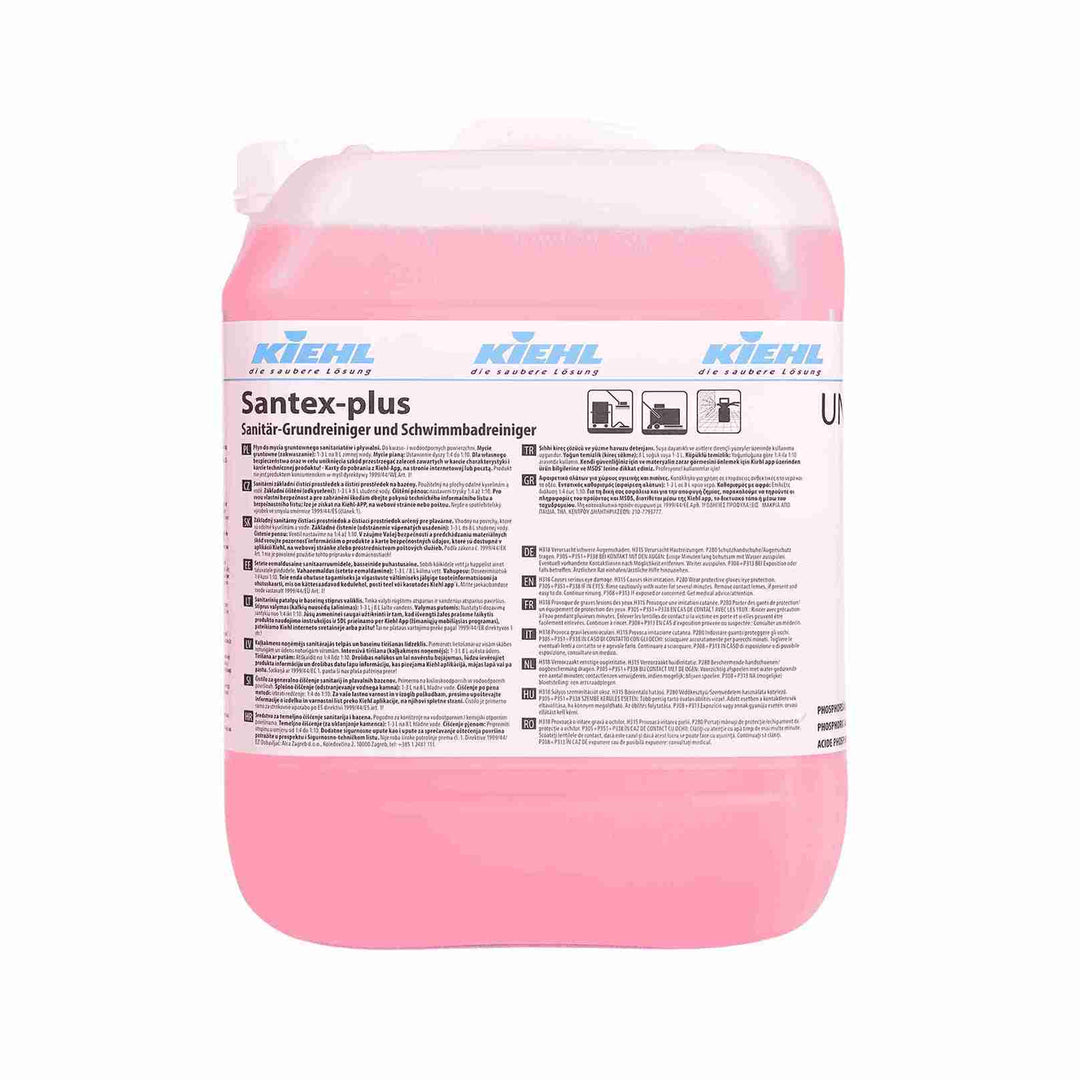 Kiehl Santex-plus sanitetsrengøring 10 liter. Effektiv mod kalk, urinsten og rust. Velegnet til vådrum og svømmehaller. Baseret på fosforsyre.