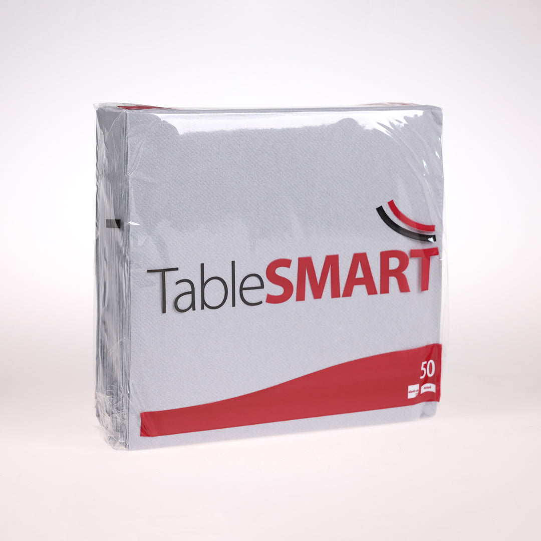 TableSmart Airlaid servietter, 40x40 cm, grå, komposterbar og rivefast, perfekt til enhver lejlighed.