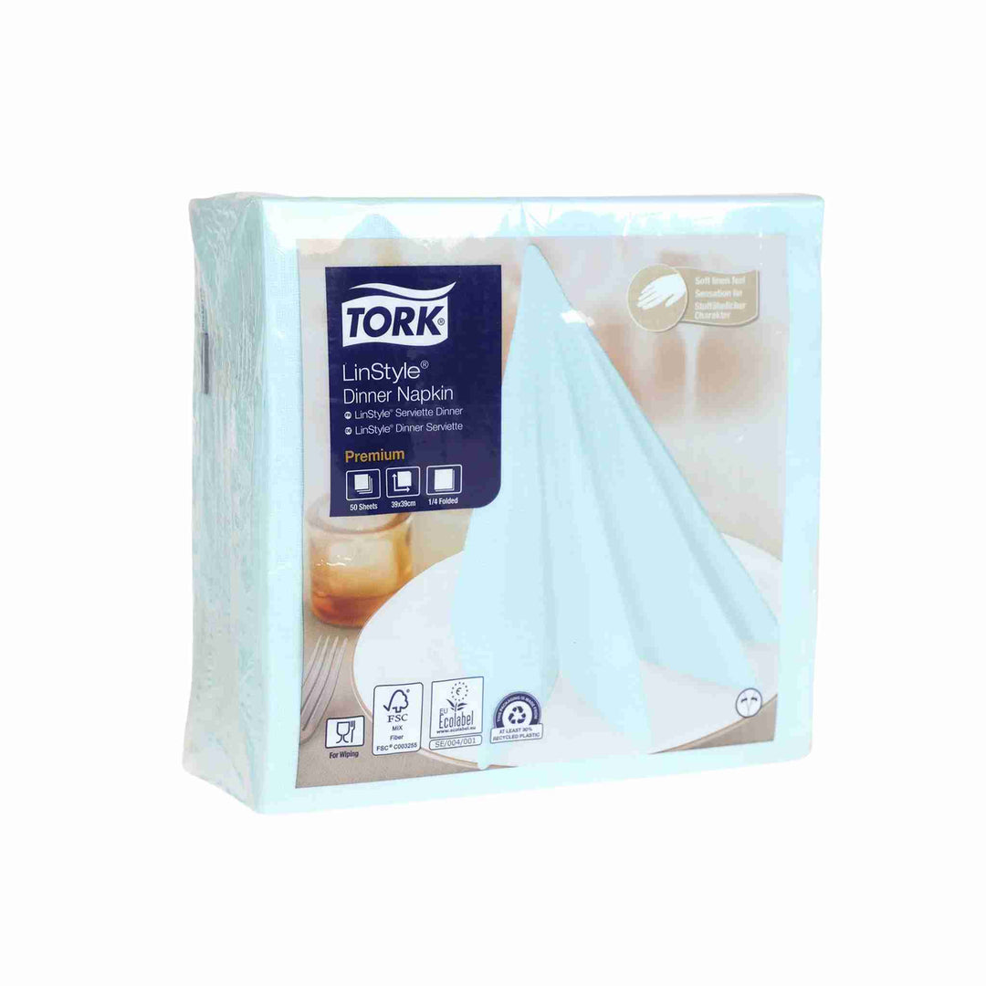 Tork LinStyle servietter 39x39 cm, isblå – bæredygtige og luksuriøse, pakke med 50 stk.