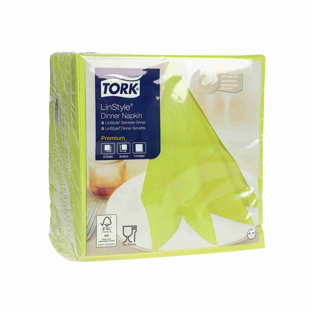 Tork LinStyle servietter 39x39 cm, pistaciegrøn – bæredygtige og luksuriøse, pakke med 50 stk.