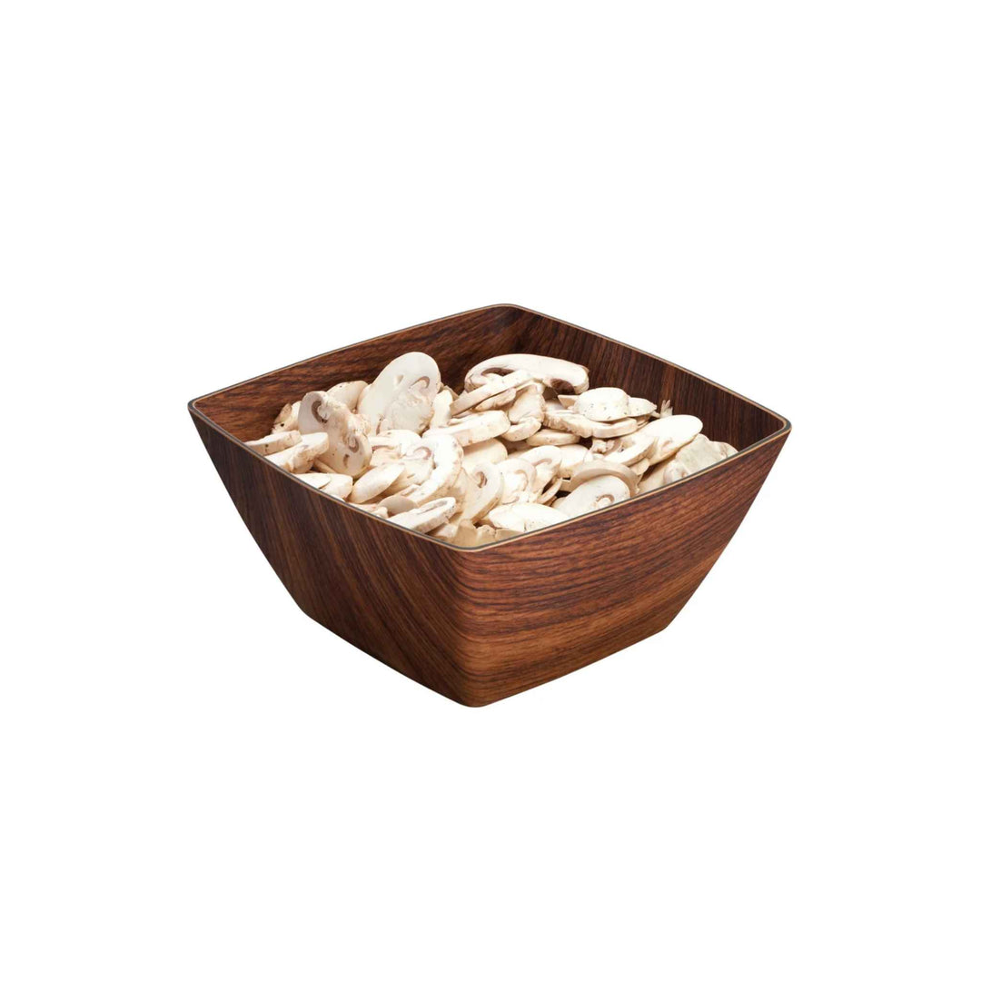Retro firkantet skål 19,5×19,5×9,5 cm i brun polystyren til servering af snacks, tåler opvaskemaskine.
