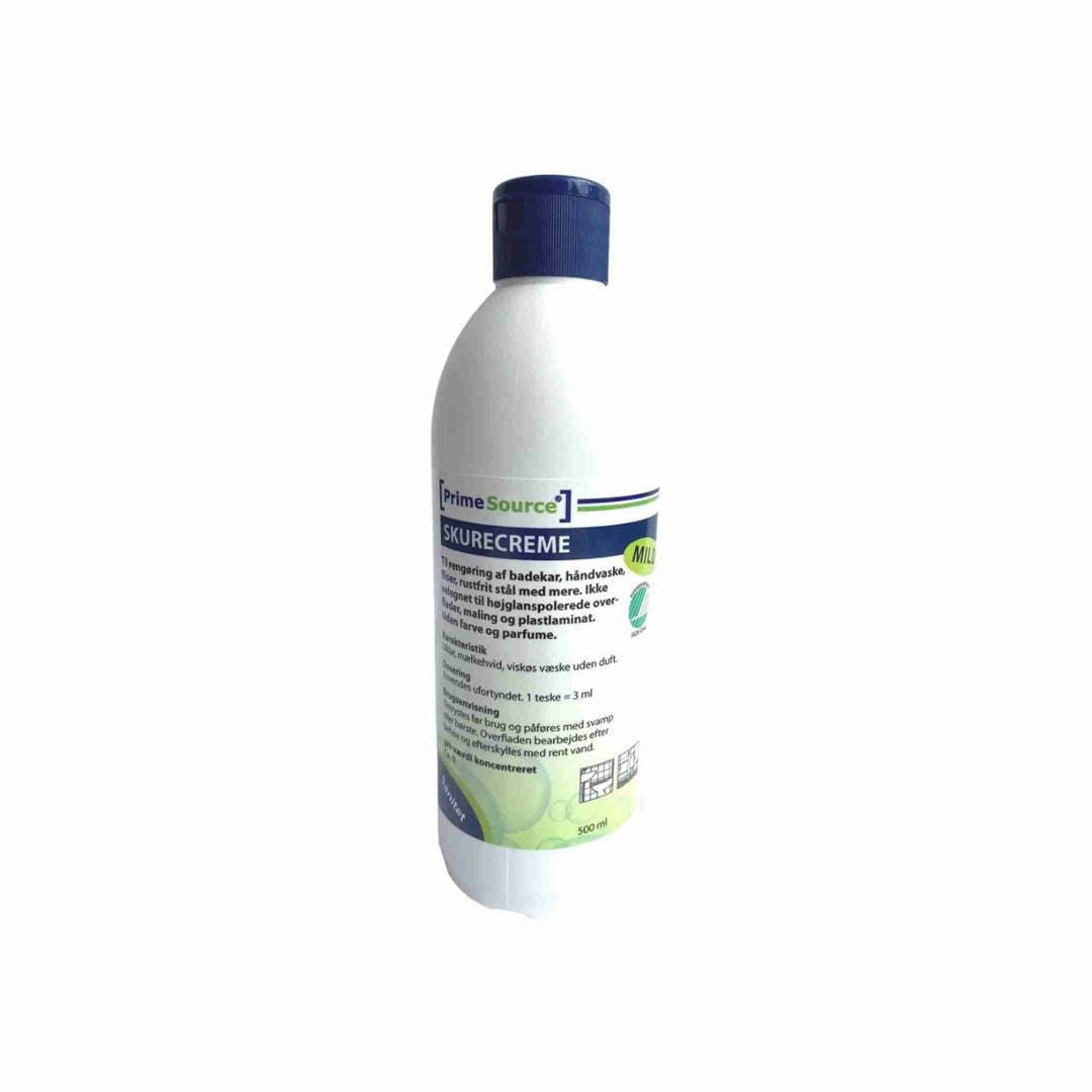 Mild, parfumefri skurecreme til fliser, sanitær- og ståloverflader. Svanemærket og skånsom med pH ca. 9.