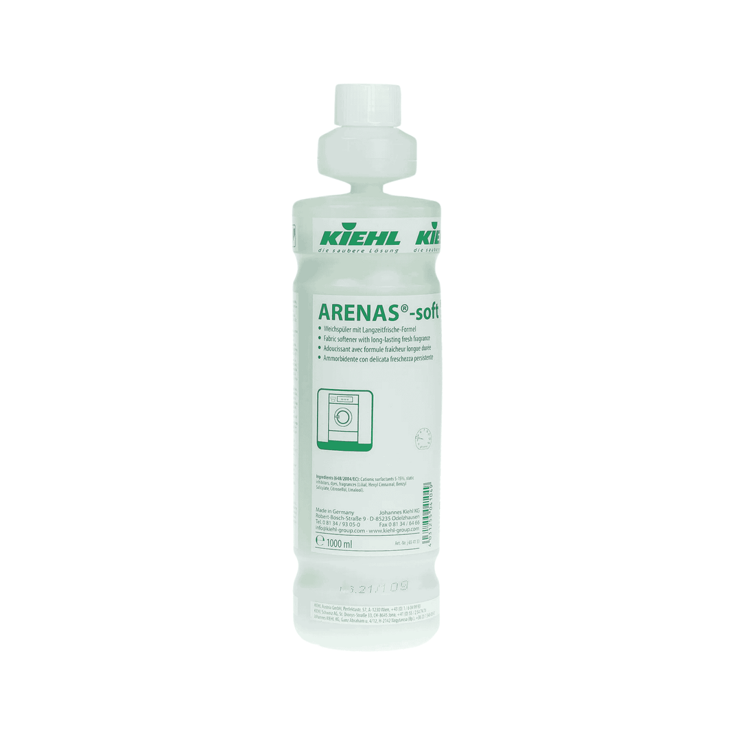 Kiehl Arenas-Soft skyllemiddel 1 liter. Giver bløde tekstiler og langvarig duft. Skånsomt mod huden. Bæredygtigt og EU-Blomst mærket. Ikke egnet til mikrofiber.