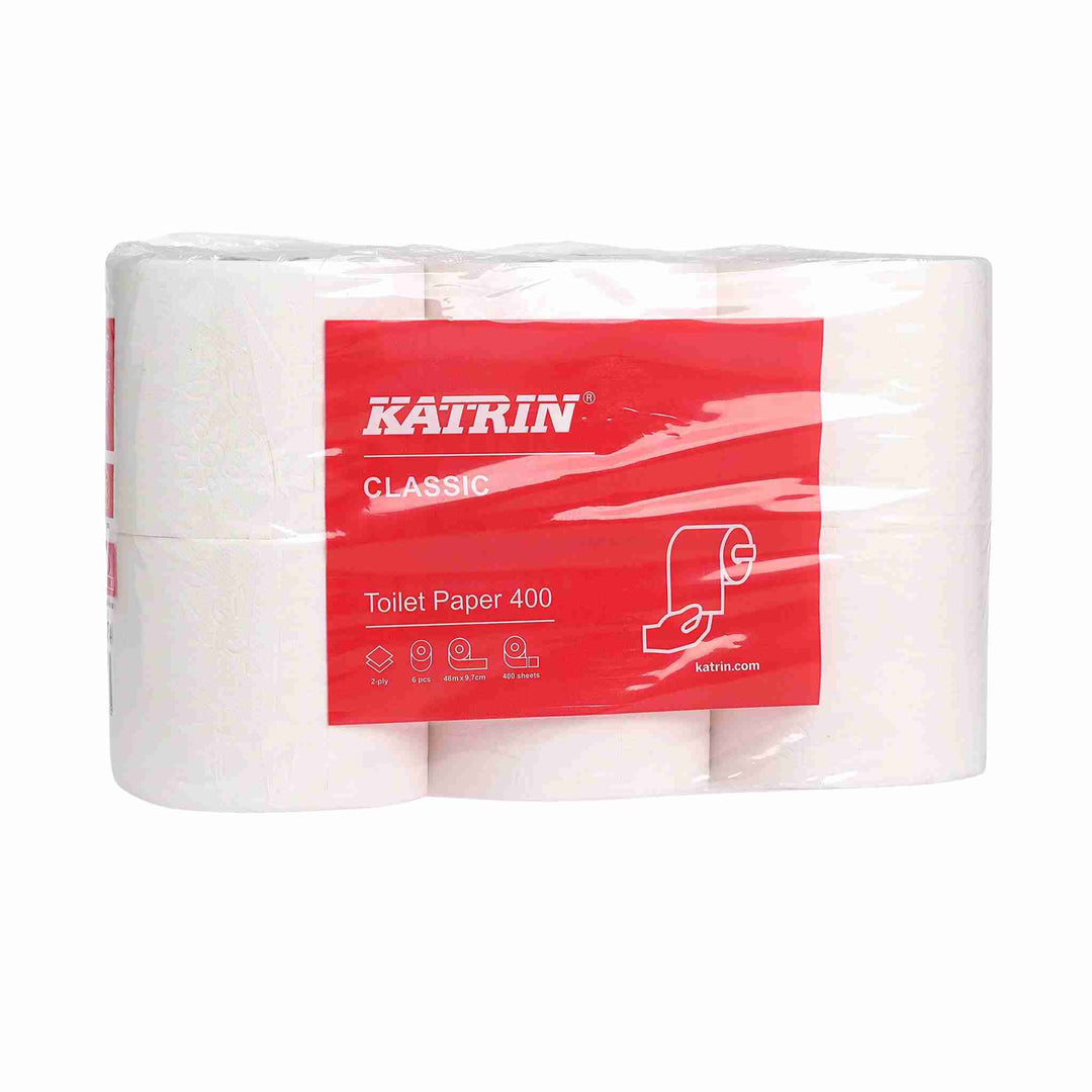 Toiletpapir Katrin Classic Extra Long, 2-lags, 48 m. Blødt, Svanemærket og med høj kapacitet for færre udskiftninger.