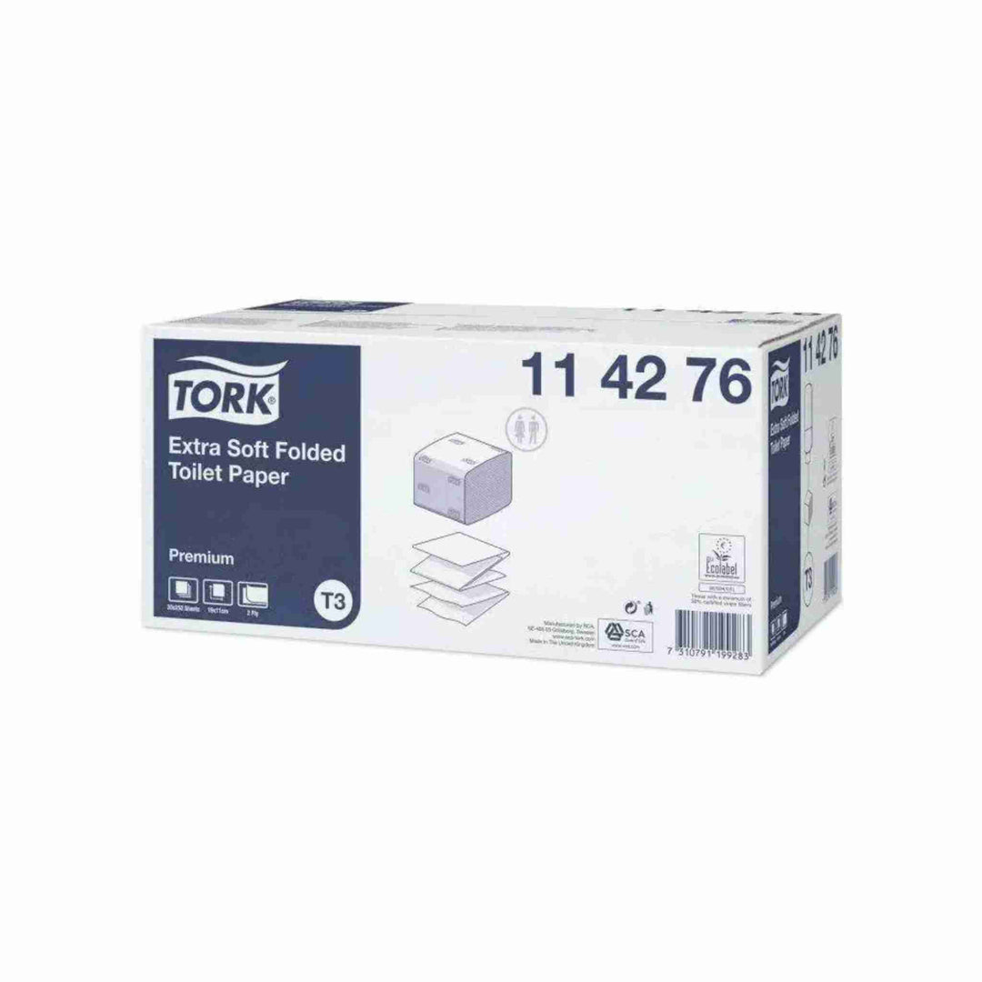 Toiletpapir Tork T3 Premium Soft, 2-lags, 252 ark. Ét-ark-ad-gangen dispensering. FSC®- og EU Ecolabel-certificeret.