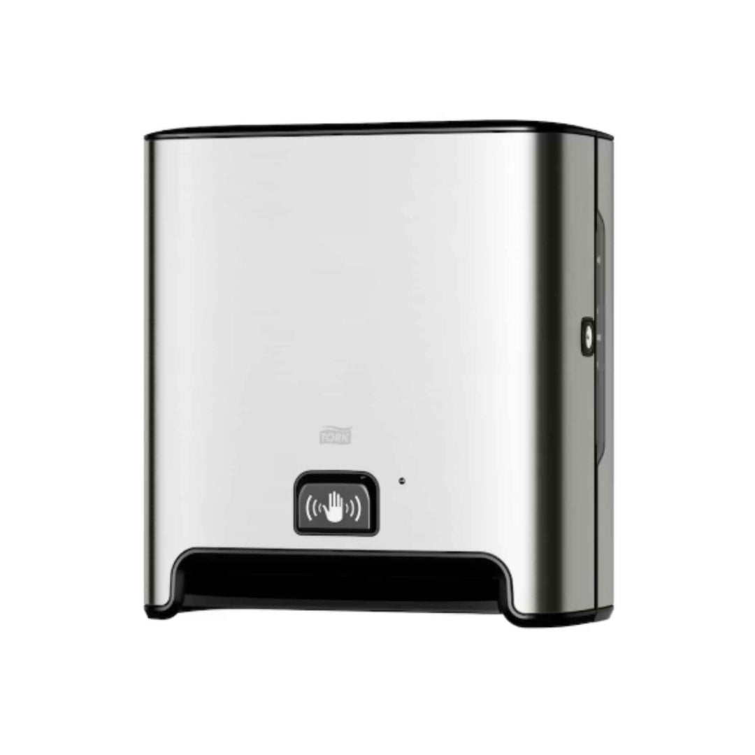 Tork 460001 H1 automatisk håndaftørringsdispenser stål med intuition-sensor og touch-free funktion samt justerbar længde.