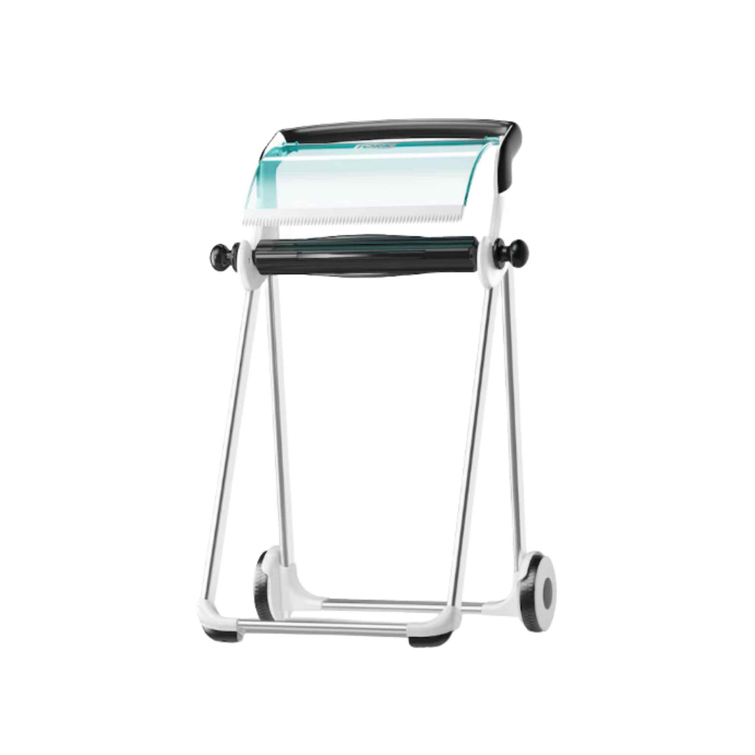 Tork 652000 W1 gulvstativ i turkis til professionelle miljø, stabilt mobilt design, høj kapacitet og nem afrivning.