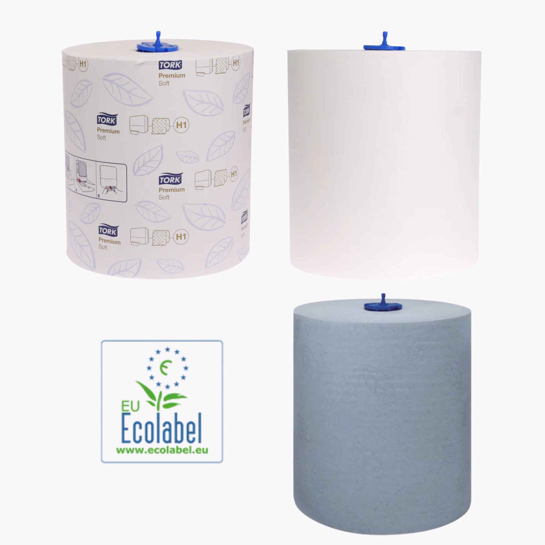 Tork H1 papir sikrer hygiejnisk og effektiv håndaftørring med ét-ark-ad-gangen dispensering og langtidsholdbare ruller.