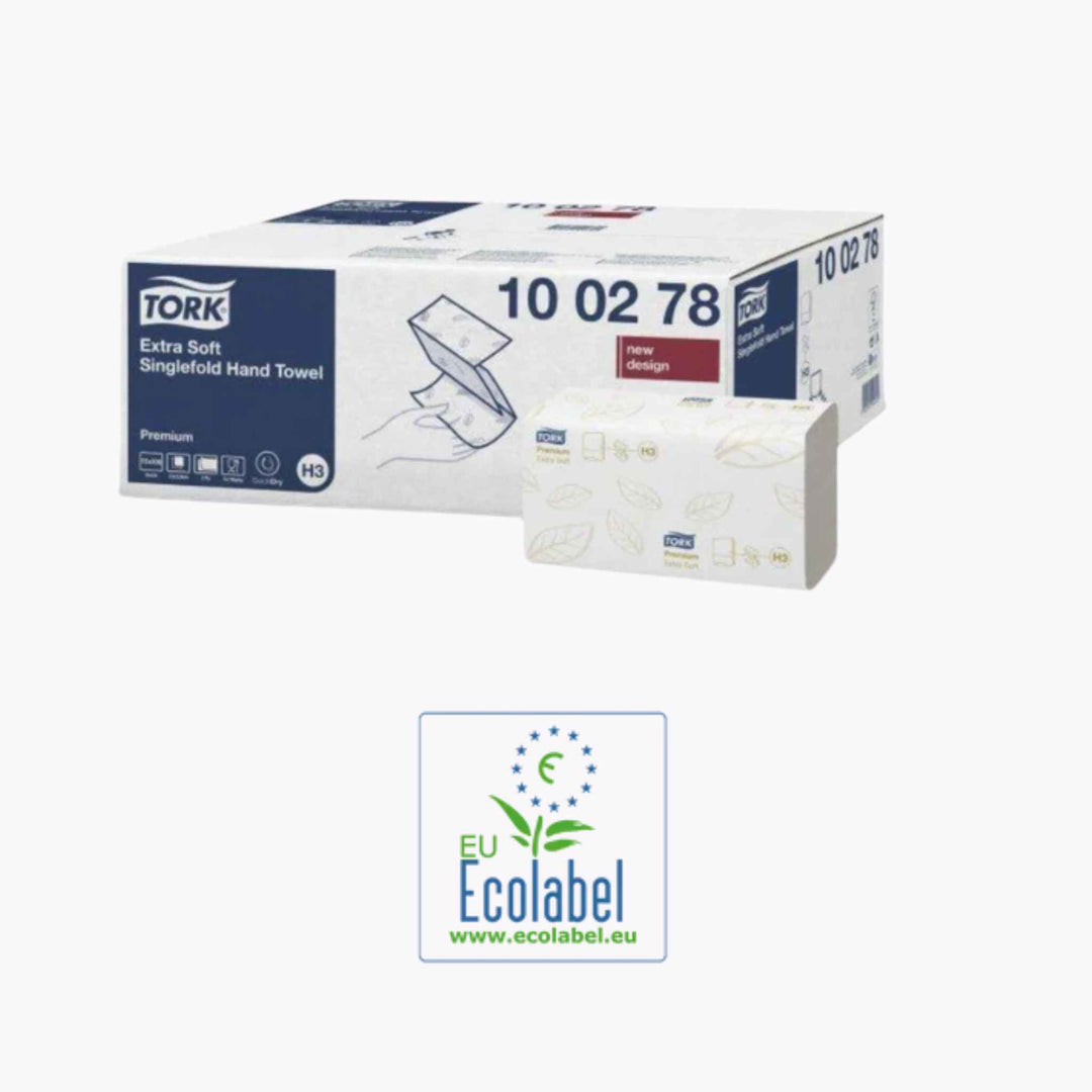 Tork H3 Premium Extra Soft – bløde og hygiejniske håndklædeark med én-ad-gangen dispensering for reduceret forbrug og spild.