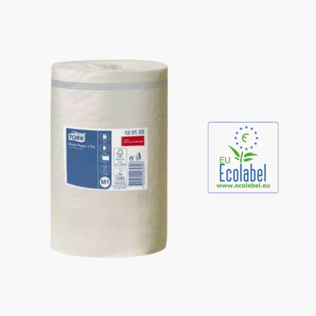 Tork M1 papir 120123 – Praktisk og økonomisk aftørringsløsning til hånd- og overfladeaftørring i travle miljøer.