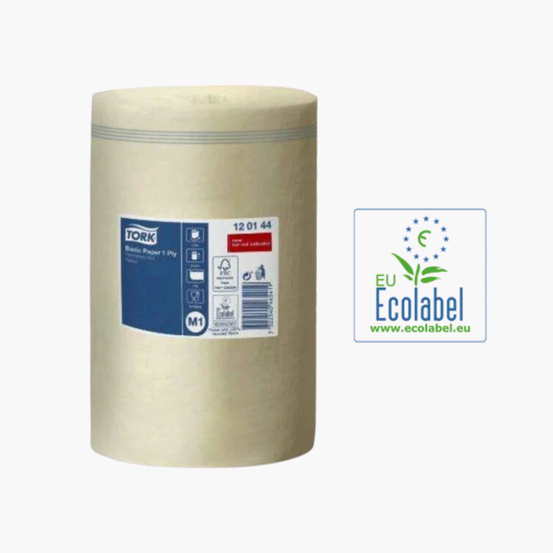 Tork M1 papir 120144 – Økonomisk og alsidigt papir til håndaftørring og overfladeaftørring i professionelle miljøer.