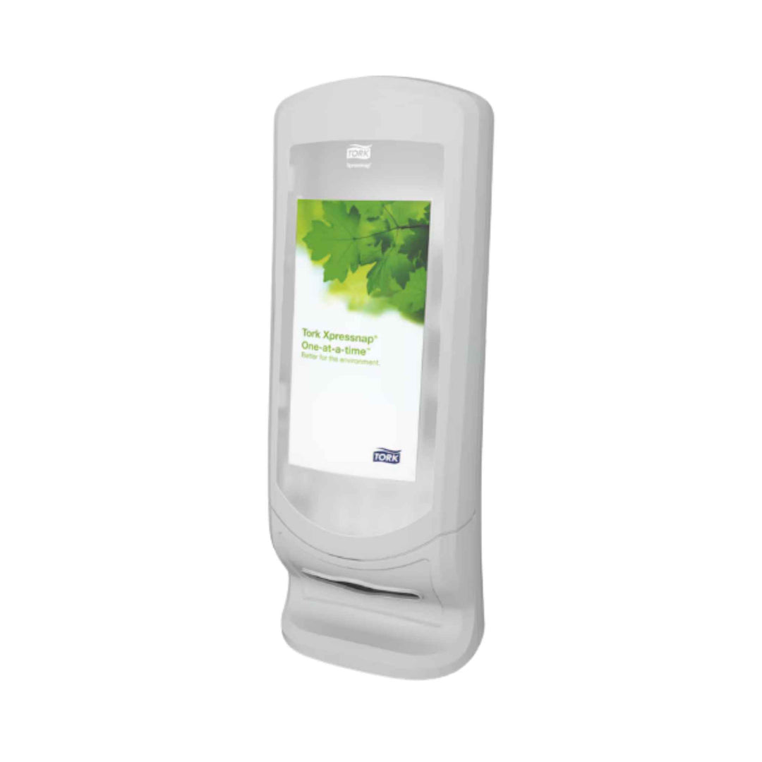 Tork N4 servietdispenser 272213 i hvid med høj kapacitet, én‑ad‑gangen funktion, pladsbesparende design og vægmontering.