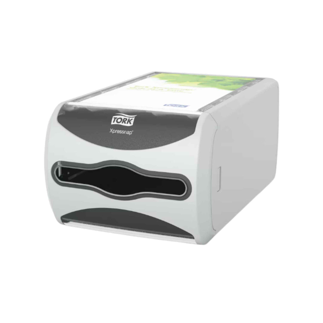 Tork N4 servietdispenser i hvid 272513 med ét‑ad‑gangen funktion, lukket design og nem genopfyldning.