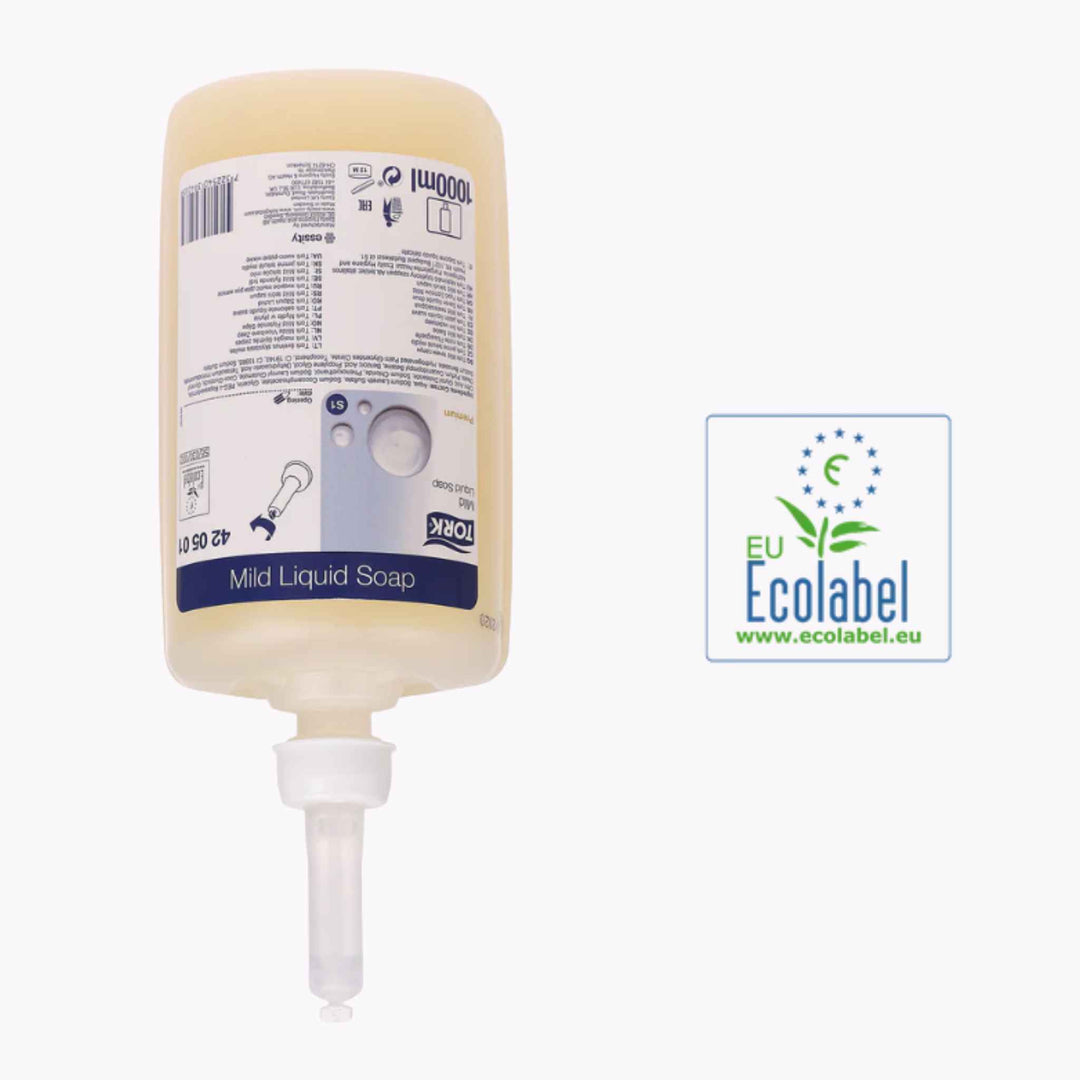 Tork Premium S1 håndsæbe – mild, fugtgivende og dermatologisk testet sæbe til daglig brug i professionelle miljøer.