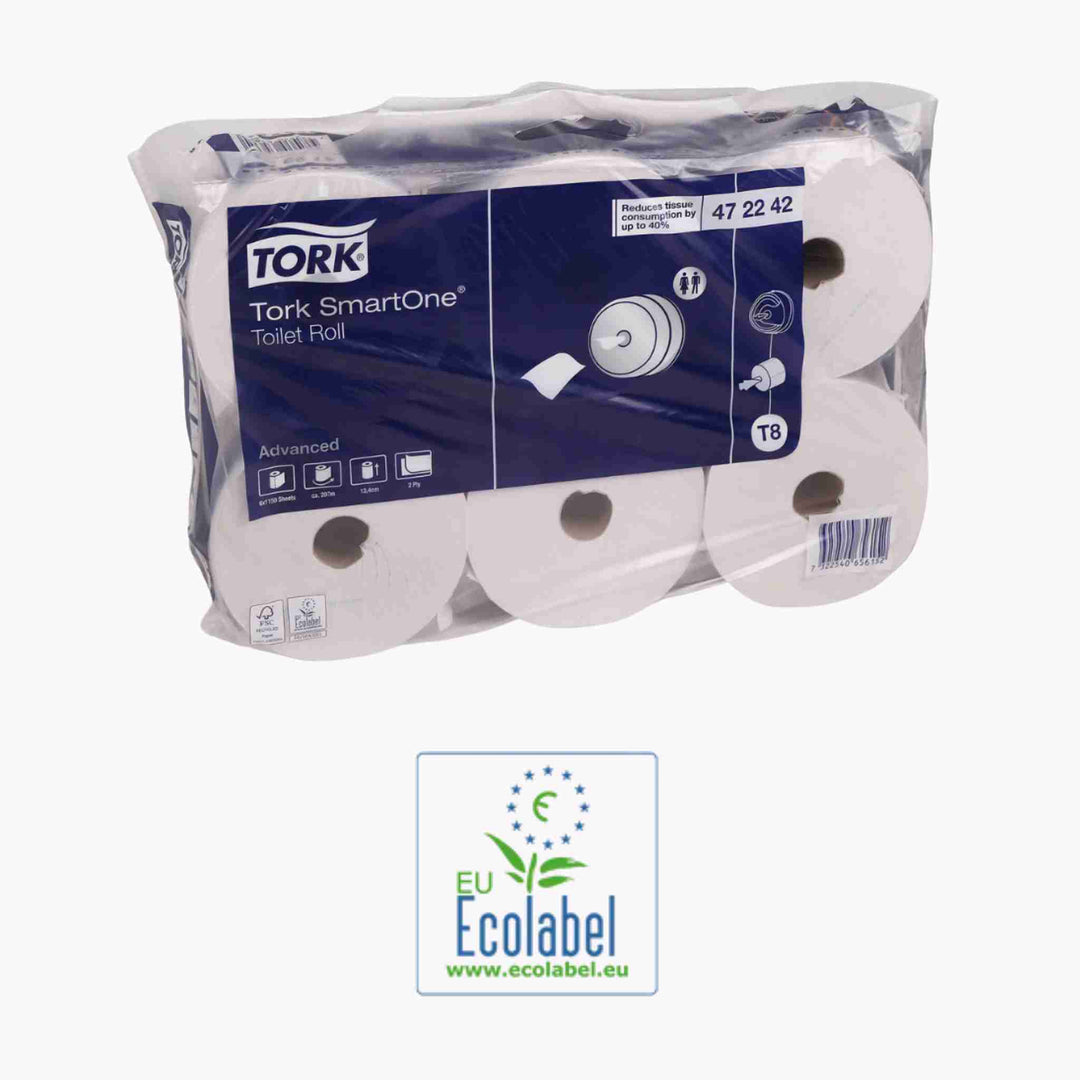 Tork T8 wc papir 472242 – smart og hygiejnisk løsning med reduceret forbrug og høj kapacitet til travle toiletmiljøer.