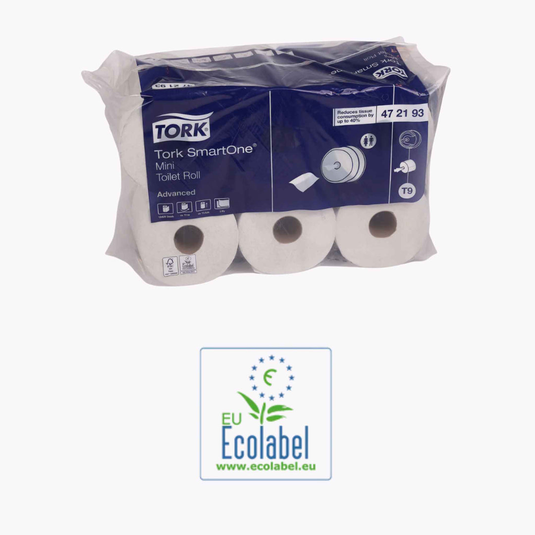 Tork T9 SmartOne wc papir 472193 – hygiejnisk og økonomisk løsning med reduceret forbrug til toiletmiljøer.