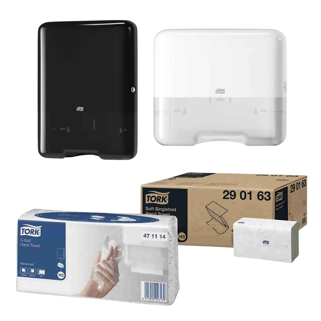 Udforsk Tork H3-produkter: Håndklædeark og dispensere til effektiv og hygiejnisk håndaftørring.