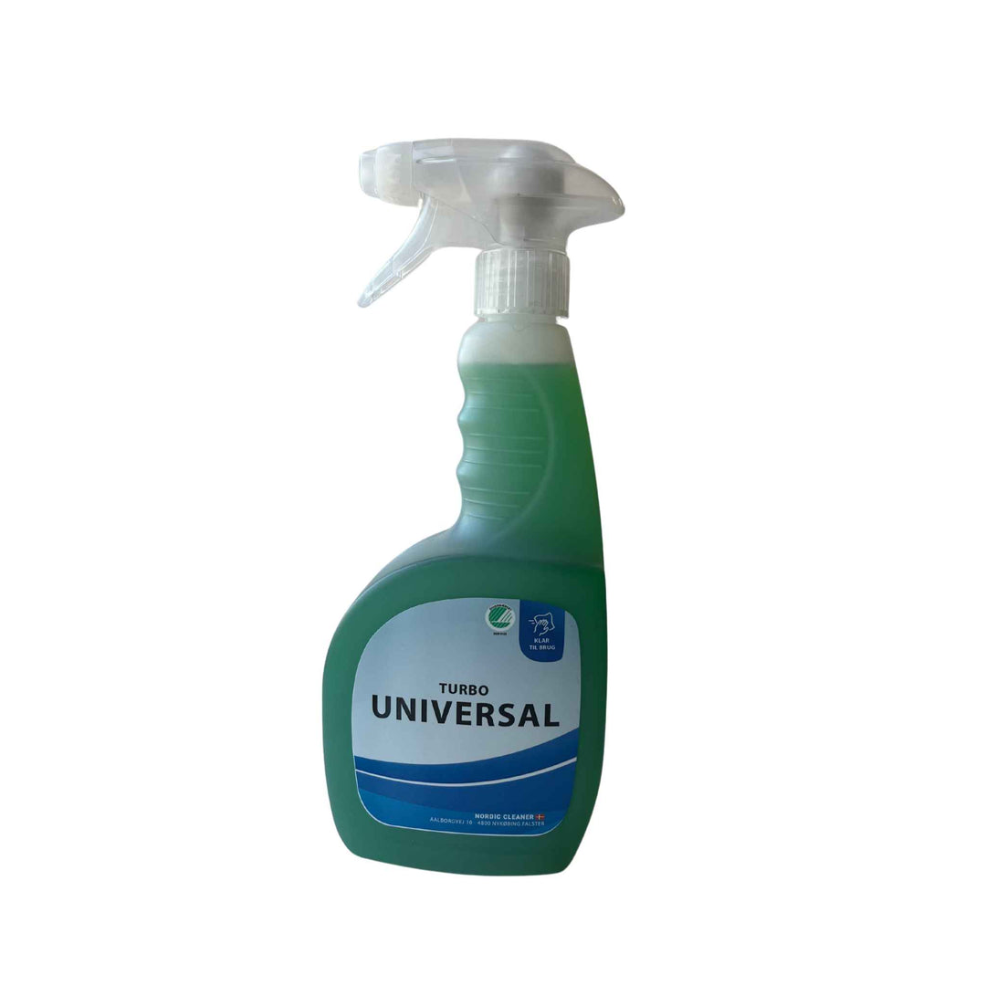 Turbo universalrengøring 750 ml. Klar til brug uden opblanding. Svanemærket og i 95 % genbrugsplast. Effektiv til inventar og overflader.