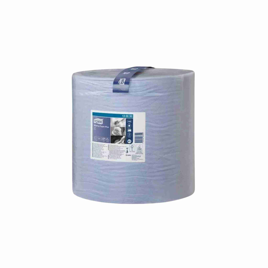 Værkstedsrulle Tork W1, 510 m, blå. 2-lags papir med QuickDry-teknologi og høj sugeevne. EU-Blomsten mærket og ideel til værksteder.