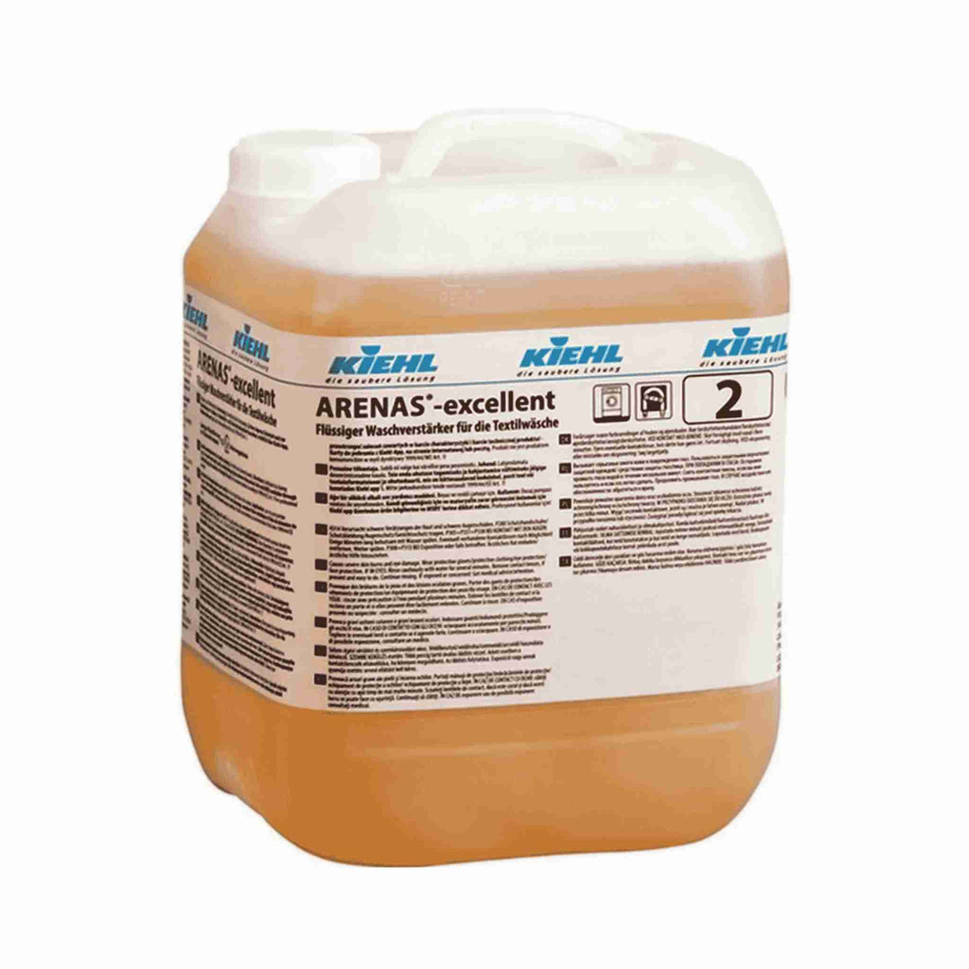 Kiehl Arenas-Excellent vaskeforstærker 10 liter. Effektiv mod vanskeligt snavs. Beskytter tekstiler mod misfarvning. Velegnet til 30-90°C. Ikke til uld og silke.