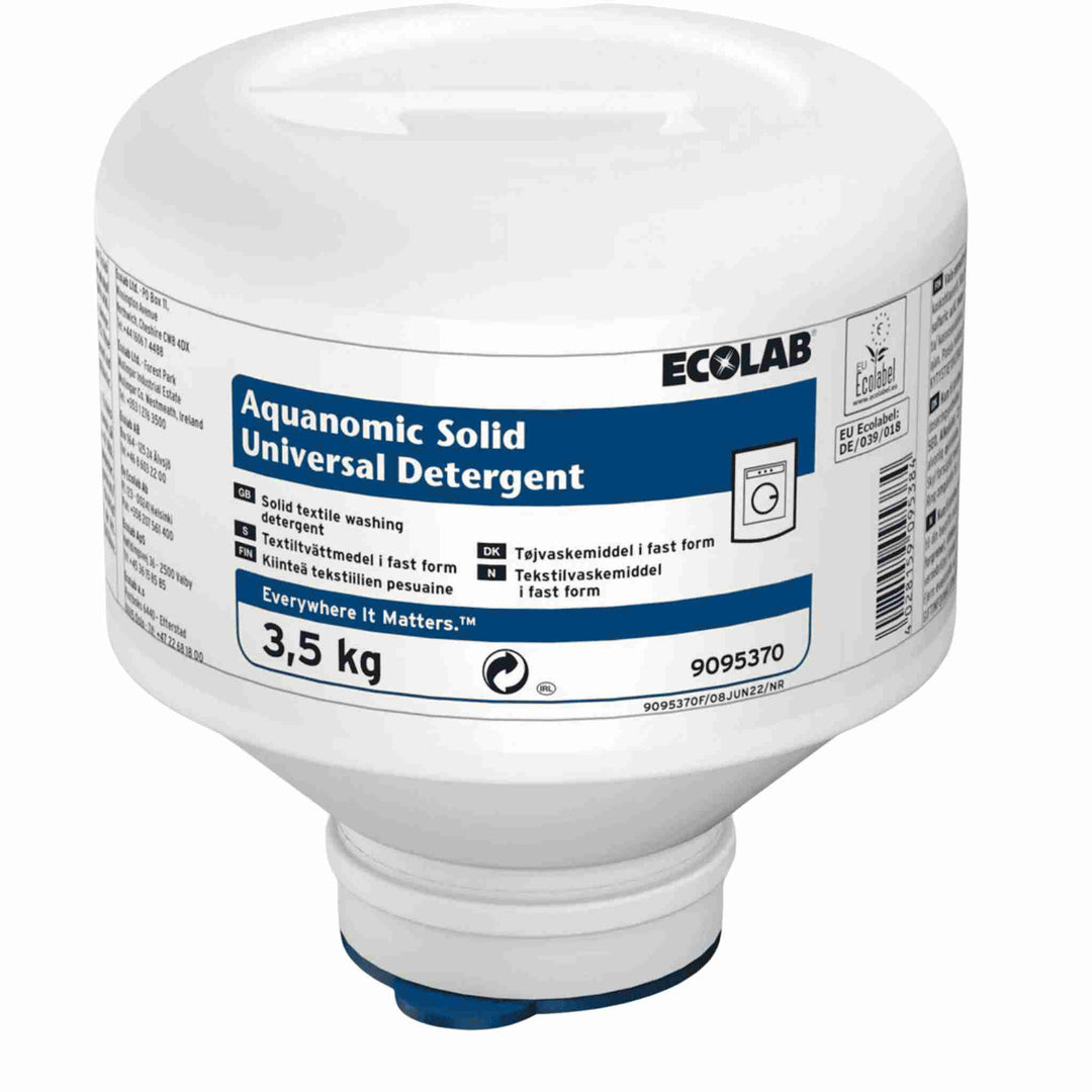 Ecolab Universal Detergent 2x3,5 kg. Højkoncentreret og fosfatfrit. Effektiv mod mad-, fedt- og olierester. Skal anvendes med Ecolab doseringsanlæg. Svanemærket.