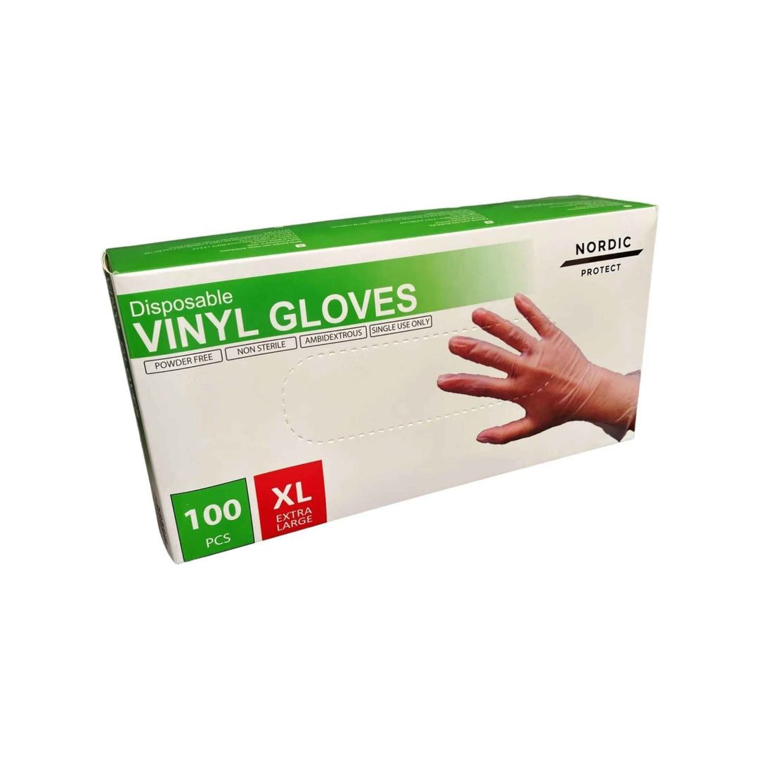 Vinylhandsker PrimeSource, pudderfri, gennemsigtige, str. XL. Latexfri og fødevaregodkendte. Ideelle til hygiejnisk arbejde og engangsbrug.