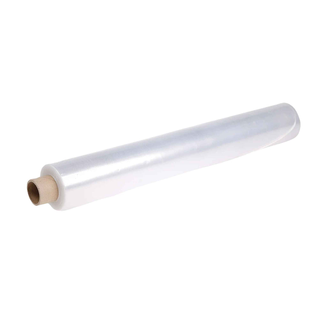 Wrapmaster miljøvenlig husholdningsfilm 45 cm x 300 m, transparent PE‑film til sikker opbevaring af fødevarer.