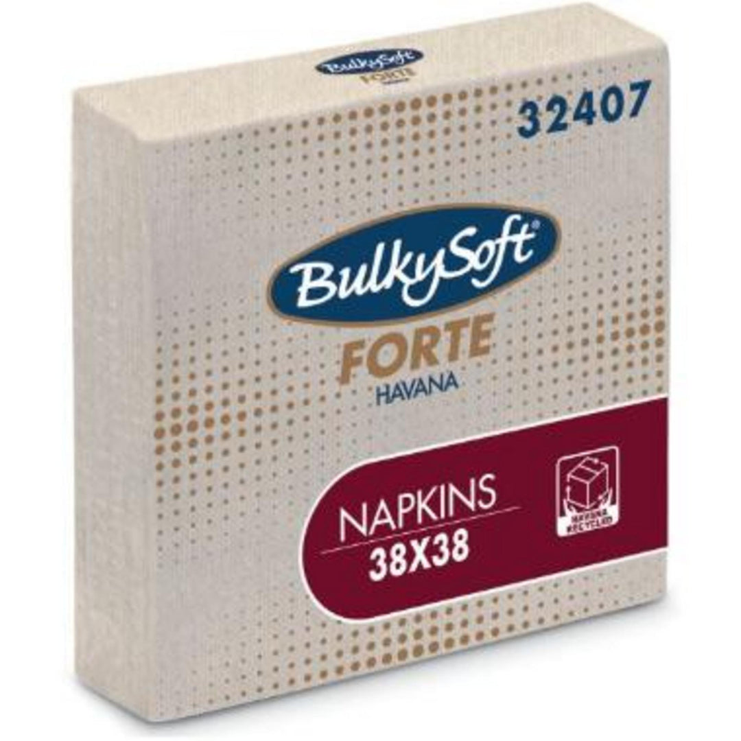 Servietter Bulkysoft Natur i lysebrun 2-lags kvalitet, 38x38 cm, pakke med 40 stk