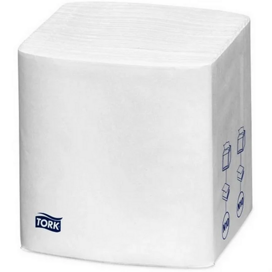 Servietter Tork N10 Snack hvide 1-lags til borddispenser, udfoldet 21,3 x 21,6 cm
