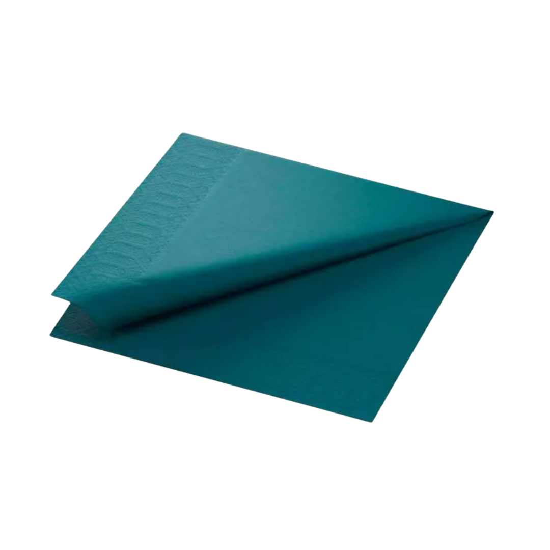 Serviet Duni Ocean Teal 24x24 cm, 3-lags papirserviet med god absorbering, FSC-certificeret