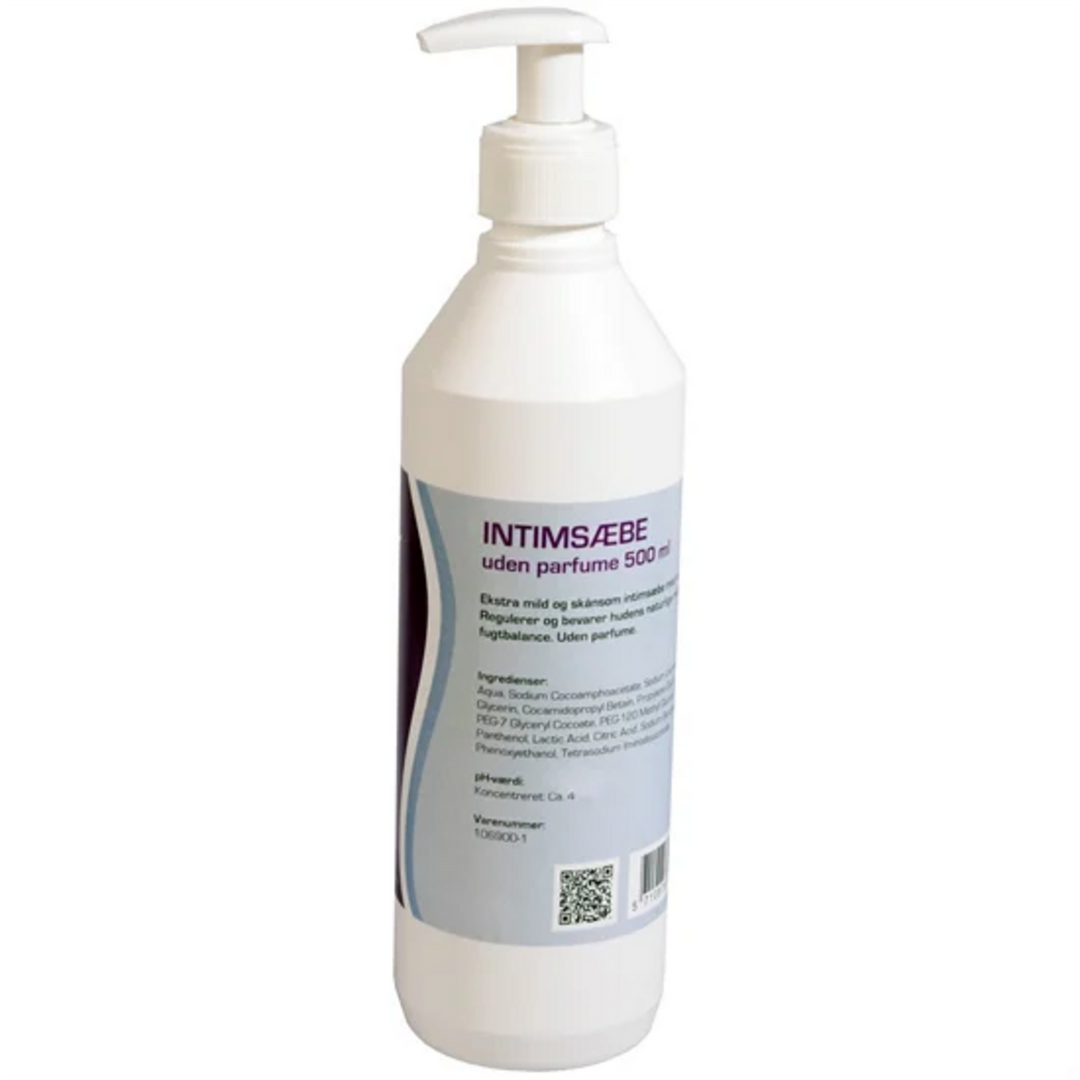 Intimsæbe Pristine uden parfume i 500 ml pumpeflaske til daglig intimvask og krop