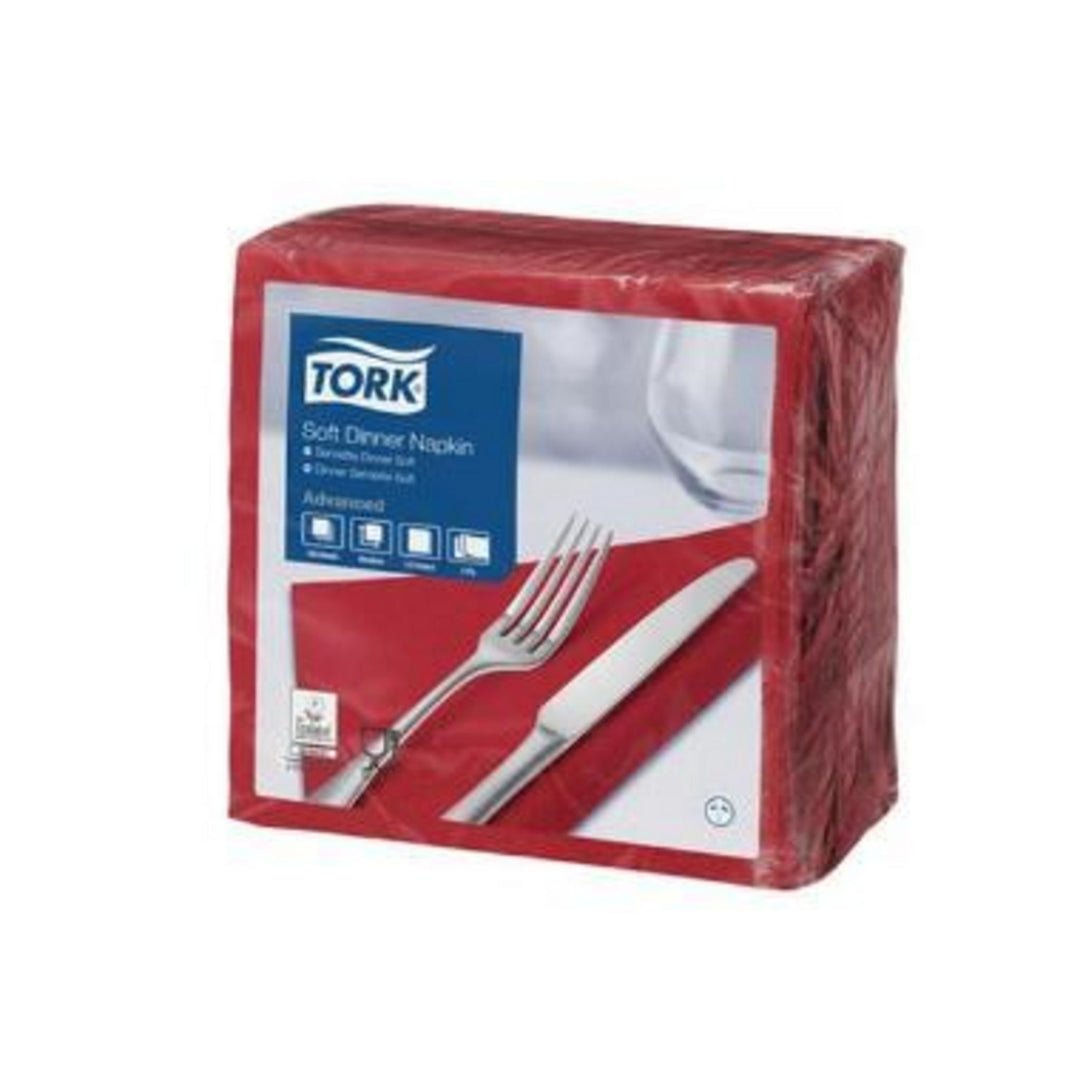 Serviet Tork 39x39 cm i bordeaux, 3-lags FSC-certificeret papir med høj absorbering