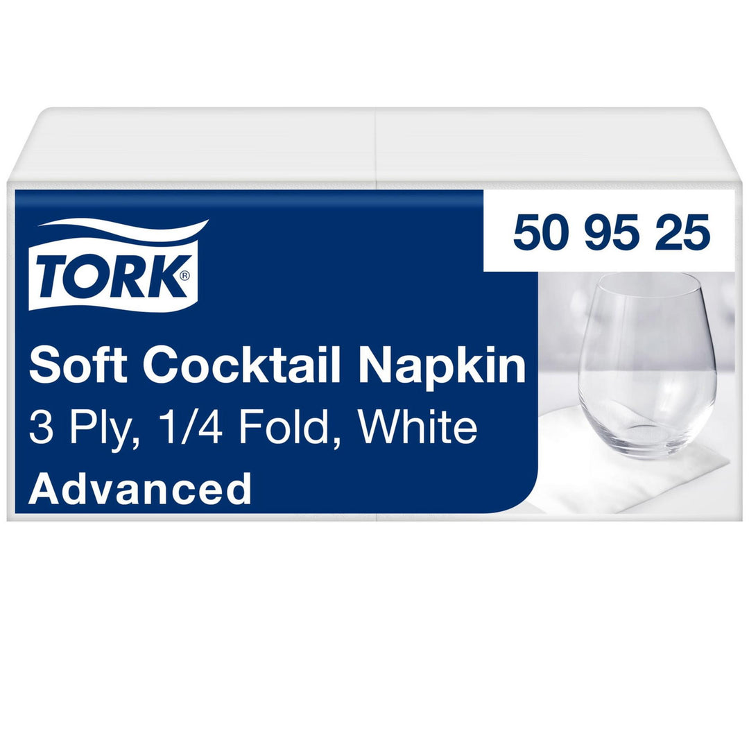 Cocktailservietter 3-lags i hvid, tykke og absorberende, pakke med 200 stk