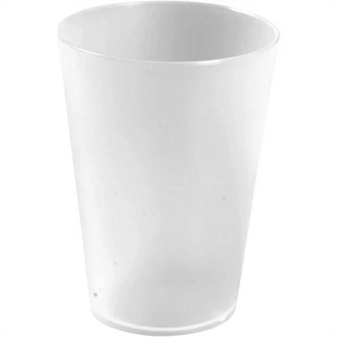 Plastglas i frosted hvid PP genbrugsplast, 30 cl, til kolde og varme drikke, 12 stk